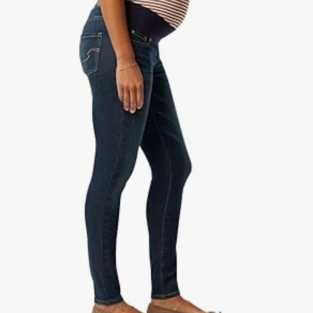 Signature Levi Strauss Dark Blue Maternity Skinny Jean with Stretch Waist XL NWT - Picture 2 of 3